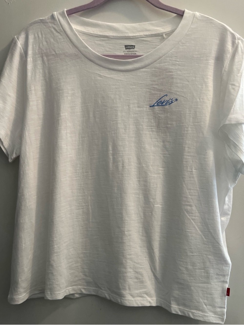 Levi's White Short Sleeve Tee with Small Blue Logo